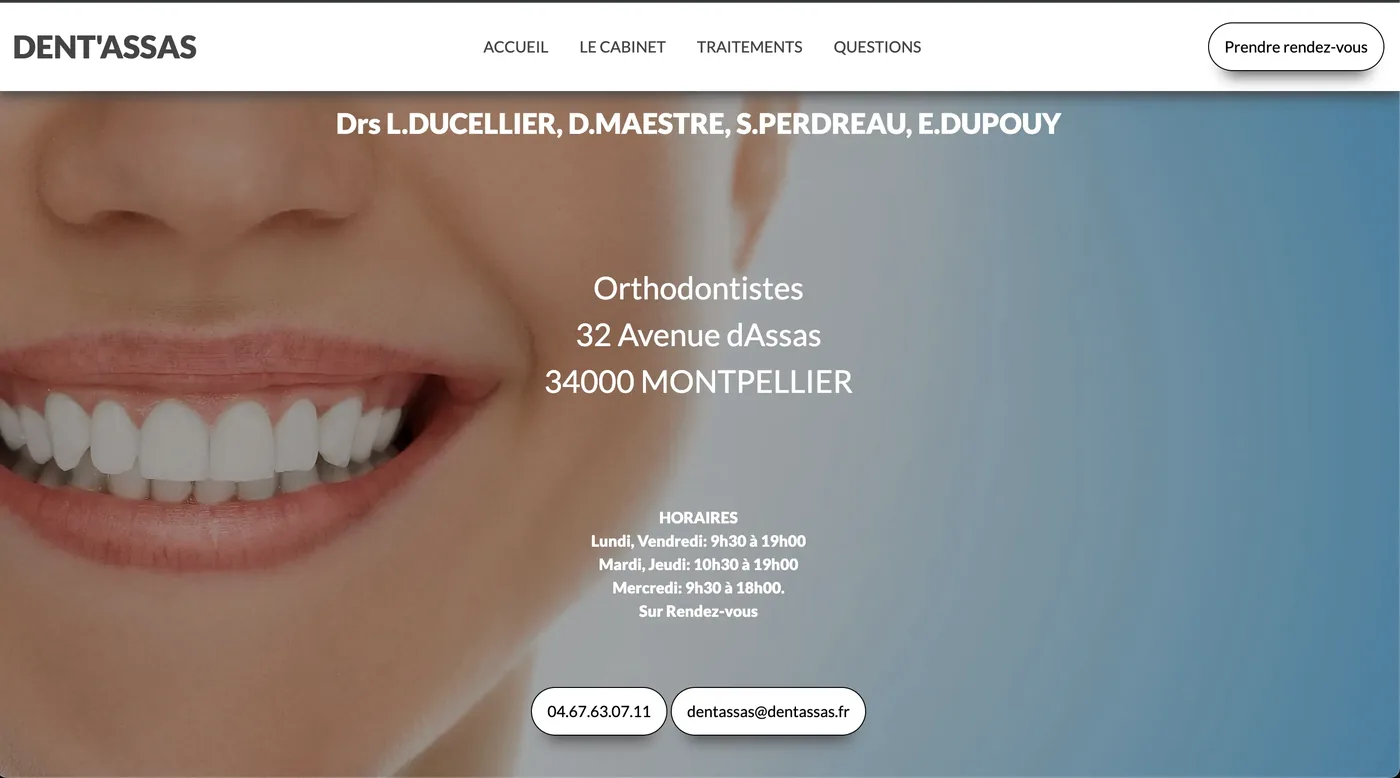 Page d'accueil du site dentassas.fr